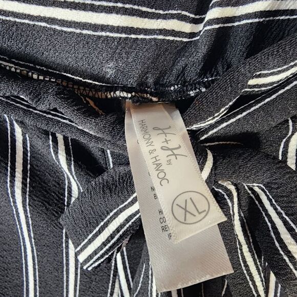 H&H by Harmony & Havoc Black White Striped High Rise Belted Wide Leg Pants Xl - Picture 8 of 8